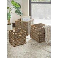 The Very Collection Set Of 3 Square Black/Natural Baskets