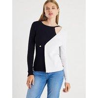 River Island Knitted Long Sleeve Asymmetric Top - Black