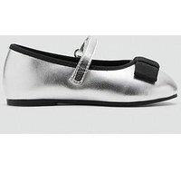 Mango Younger Girls Bow Metallic Ballet Flat Shoes - Silver