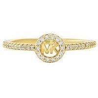 Michael Kors 14K Gold-Plated Sterling Silver Pav&Eacute; Logo Ring
