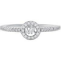 Michael Kors Rhodium-Plated Sterling Silver Pav&Eacute; Logo Ring