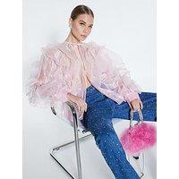 River Island Mega Ruffle Bomber - Pink