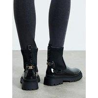 River Island Wide Knit Chunky Ankle Boot - Black