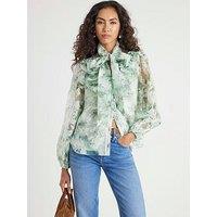 River Island Premium Printed Burnout Shirt - Green