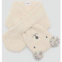 Mango Younger Girls Bear Face Co-Ord Scarf - Cream