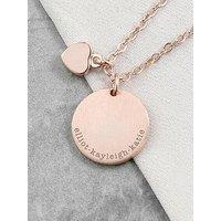 Treat Republic Personalised Heart And Disc Family Necklace In Rose Gold