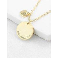 Treat Republic Personalised Heart And Disc Family Necklace In Gold