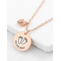 Treat Republic Personalised Baby Feet Matte Heart And Disc Necklace - Rose Gold