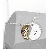 Treat Republic Personalised Contemporary Angel Wing Necklace In Silver With Gold Wing