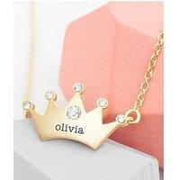 Treat Republic Personalised Kids Princess Crown Necklace In Gold