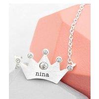 Treat Republic Personalised Kids Princess Crown Necklace In Silver