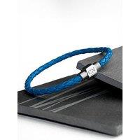 Treat Republic Personalised Men'S Woven Leather Bracelet In Cobalt Blue