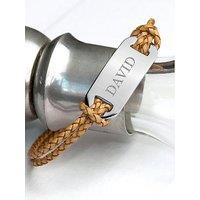 Treat Republic Personalised Men'S Statement Leather Bracelet In Standstone