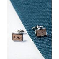 Treat Republic Monogrammed Rectangle Walnut Cufflinks