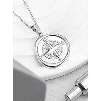 Treat Republic Personalised Men'S Compass Amulet Necklace In Silver