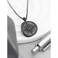 Treat Republic Personalised Men'S Compass Amulet Necklace In Gunmetal