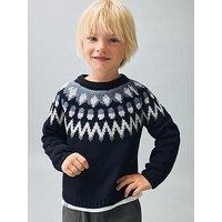 Mango Younger Boys Fairisle Knitted Jumper - Navy