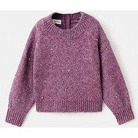 Mango Younger Girls Sequin Detail Knitted Jumper - Dark Pink