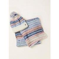 Fatface Bobble Hat And Snood Gift Set - Blue