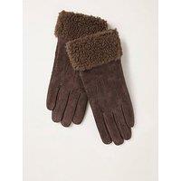 Fatface Suede Gloves - Chocolate Brown