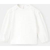 Mango Younger Girls Lace Frill Long Sleeve T-Shirt - Light Cream