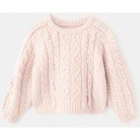 Mango Younger Girls Fringe Knitted Jumper - Pink
