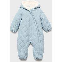 Mango Baby Boys Quilted Pramsuit - Light Blue