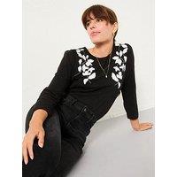 Fatface Ria Applique Top - Black