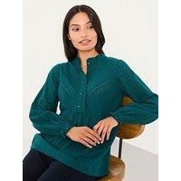 Fatface Ina Broderie Blouse - Dark Teal