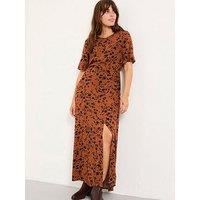 Fatface Winona Animal Midi Dress - Tan Brown