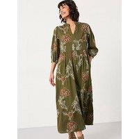Fatface Vivenne Embroidered Midi Dress - Olive Green