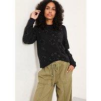 Fatface Embroidered Crew Sweatshirt - Black