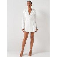 Six Stories Wrap Front Blazer Dress - White