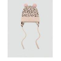 Mango Younger Girls Leopard Knitted Hat - Beige