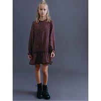 Mango Girls Long Sleeve Dress - Dark Red