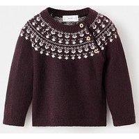 Mango Baby Unisex Fairisle Knitted Co-Ord Jumper - Dark Red