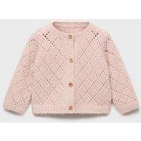 Mango Baby Girls Pointelle Knitted Cardigan - Light Pink