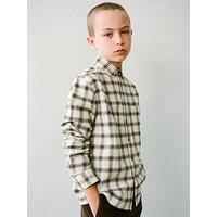 Mango Boys Long Sleeve Check Shirt - Light Cream