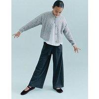 Mango Girls Cable Knitted Cardigan - Grey