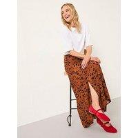 Fatface Skye Animal Print Midi Skirt - Tan Brown