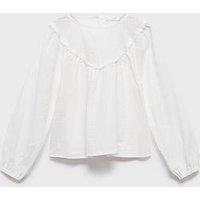 Mango Girls Cecilia Long Sleeve Blouse - White