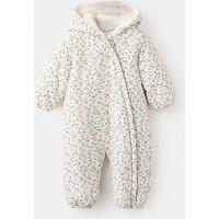 Mango Baby Girls Floral Printed Pramsuit - Light Cream