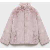 Mango Girls Faux Fur Coat - Pink