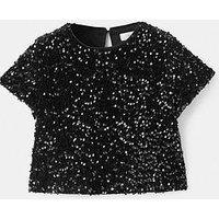 Mango Girls Sequin Co-Ord Top - Black
