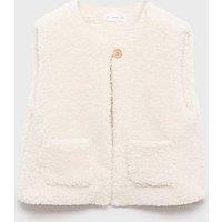 Mango Younger Girls Borg Gilet - Cream