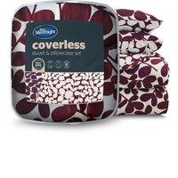 Silentnight Leaf Print Coverless Duvet And Pillowcase Set - Berry