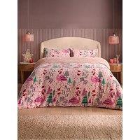 Silentnight Christmas Flamingo Fleece Duvet Cover Set