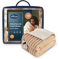 Silentnight Faux Fur Ribbed Heated Throw - Natural