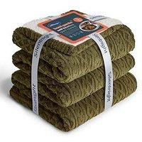 Silentnight Heat Genie Cable Knit Giant Blanket - Olive