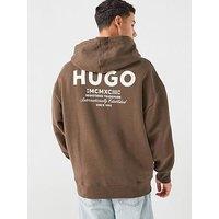 Hugo Blue Nazardo Loose Fit Hoodie - Brown
